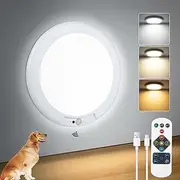 Aggforbl Battery Operated Ceiling Light with Remote, 7.48" Rechargeable Shower Light Waterproof, Wireless Motion Sensor Ceiling Lights Indoor 3000K/4500K/6500K Dimmable for Bathroom Living Room Closet