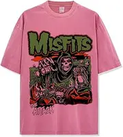 [Generic] Dark Theme Model - Evil Skeleton King Costume - Loose Cotton Round Neck Washed Printed T-Shirt -Q