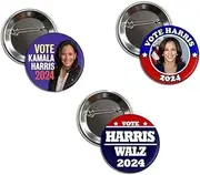 [Generic] Vote Kamala Harris 2024 Political Campaign Collectible Pinback Buttons - 2.25 Inch - Pack of 3 For President - We’re not going back - Proudly Made in USA, Metal, metal
