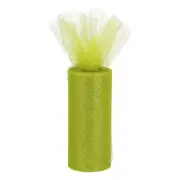 6" 25 Yards Glitter Tulle Ribbon Rolls Netting Fabric Lime Green