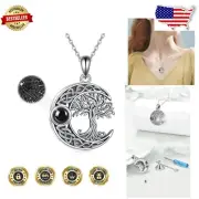 Sterling Silver Tree of Life Urn Necklace for Ashes - Moon & Celtic Knot Design