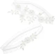 [PACKOVE] 1 Pair Lace Pearl Wedding Garter for Bride Soft Comfortable Leg Strap for Special Events Elegant Bridal Accessory for Weddings and Prom Nights White