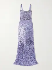 [Jenny Packham] Jenny Packham - Zodiac Crystal And Sequin-embellished Tulle Gown - Lilac - UK 14 UK 14 Purple