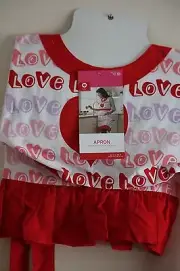 New! Style by Target Heart & Love White/Red Adult Apron w/ Ruffles Valentines