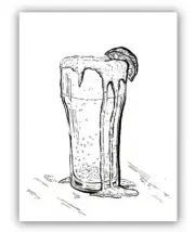 ORIGINAL ink drawing - Beer - Kitchen Bar Art, drinks hops alcohol Black 6x8