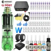 Wormhole Tattoo Machine Kit Rotary Pen Motor Gun Power Supply Color Inks Needle