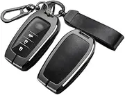 ontto Alloy Leather Car Key Fob Cover Fit for Toyota Land Cruiser 200 300 Prado Crown TLK 200 Yaris Cross Hilux Innova Fortuner Smart Key Holder case keyring Shell bag keychain accessories