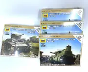 Set of 4 Model 1/100 15mm Zvezda M3 Lee US Medium Tank & M3A1 Stuart Light Tank