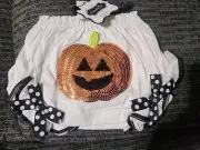 Mud Pie Baby Girl Infant Pumpkin Halloween Bloomers Clementine