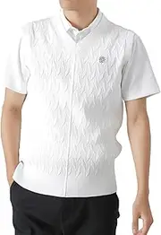 [ST ANDREWS] 042-4273851 Men's V-Neck Knit Vest (Diagonal Pattern, High Gauge) / Golf, 030_White, L