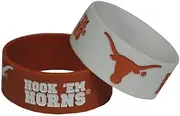 NCAA Texas Longhorns Wide Band Silicone Bracelet (Pack of 2), Team Color