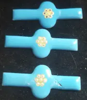 Antique Robins Egg Blue Enamel & Painted Circle Design Piece Trim Lot As Is H803
