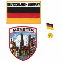 在飛比找樂天市場購物網優惠-DIY褲子徽章布貼 三件組明斯特地標+德國國旗刺繡+金屬胸針