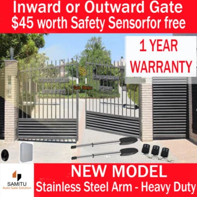Automatic Electric Double Swing Gate Motor Opener 3 Remote Control safety sensor