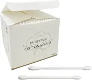 Cotton Swabs with Paper Sticks 1000Ct，Double Tipped Natural Cotton Buds
