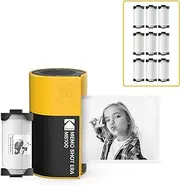 KODAK Memo Shot ERA Kids Instant Camera and Photo Label Printer Yellow (Camera with 1 One Touch Label Cartridge Roll + 9 Rolls Cartridge Set)