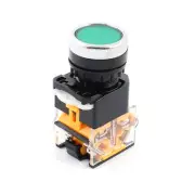 AC400V 10A 22mm Dia DPST 4 Screw Terminals Momentary Green Push Button Switch