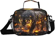 Fire Bengal Cat Insulated Lunch Box for Women Men - Ideal for Work, Picnics - Includes Adjustable Shoulder Strap