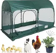 ANC POP Portable Chicken Run Large Pop-Up Chicken Pen for Small Animals Outdoor Gardening Net with 3 Doors and Handbag, Easy to Install and Storage, Green