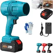 Osharebazaar Blower, Super Powerful Cordless Blower, Cordless Turbo Super Power Air Duster, with Battery and Charger, Adjustable Wind Blowing Dust, Debris, and Dry Leaves (Blue)