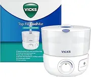 Vicks 2.2L Cool Mist Ultrasonic Humidifier, Filter-Free Design, Essential Oil & VapoPads Compatibility, 24Hr Runtime, 180° Dual Nozzle - White