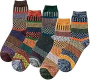 [IIG] Bighand Cat 6 Pairs Men Dress Socks Funky Colorful Pattern Combed Cotton Crew Socks
