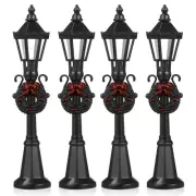 4 Pcs Tiny Lamp Post Models Street Kit Solar Mini Light Accessories