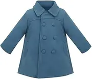[KEOYA] Girls Medium-length Versatile Tweed Plus Cotton Outwear Coat Thickened Double-breasted Jacket Winter Warm Trench Coat