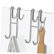 Over Shower Glass Door Hook, 2 Pack 304 Stainless Steel Extended 2PC Silver