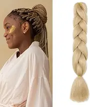Gairyan Jumbo Braids Extensions Braiding Synthetic Hair for Braiding Hair 1 Piece 100 g Braiding Hair Extensions 60 cm Ombre Synthetic Braids Afro Hair for Box Crochet Braids (Natural Blonde)