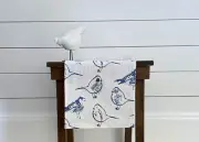 Cottage Table Runner Blue Bird Farmhouse Home Decor Dining Room Centerpiece