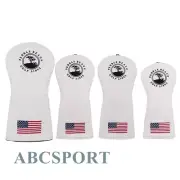 White Leather USA Pebble Beach Golf Club Driver Fairway Wood Hybrid Head Cover
