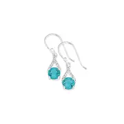 Silver Spring Green Cz Wishbone Drop Earrings in Green