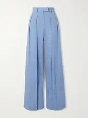 [Brunello Cucinelli] Brunello Cucinelli - Pleated Linen-blend Wide-leg Pants - Light blue - IT40 IT 40 Blue