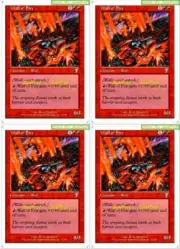 4x WALL OF FIRE magic 7TH EDITION 0/5 RED CREATURE +1/+0 MTG PLAYSET CARD LOT