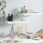2-Piece High Gloss Floating Shelf Set DIY Wall Mount Display Book Shelves White