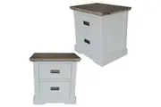 Divano Fiona Set of 2 Bedside Table 2 Drawers Storage Cabinet Nightstand White Grey