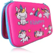 Pencil Case, Hard Cover, Unicorn Design, Comfortable, Large Storage, Pink Color