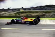 Teo Fabi Benetton B187 Ford Spanish GP at Circuito de Jerez on Sun- Old Photo 1