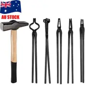 Blacksmith Tongs Set & Blacksmiths Hammer Anvil Forge Knife Making Bolt Tongs