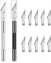 2 Pcs Craft Hobby Knife Set, Exacto Art Knife for Fondant, Precision Knife for Crafts, Leather With 10 Pcs Stainless Steel Blade Kit (Black and Silver)