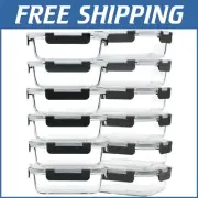 Leak-Proof 12 Pack Glass Containers with Airtight Lids – Perfect for Meal Prep
