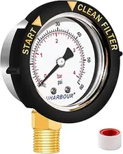 Pool Fliter Pressure Gauge Water Proof 60psi 1/4"NPT Bottom Mount, Pool Pressure Gauge, Pool Pump Pressure Gauge Replacement for Swimming Pool, Spa and Aquarium Valve Filter