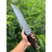 Custom Handmade D2 Steel Bowie Knife with Rosewood Handle and Steel Guard,