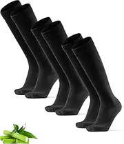 [DANISH ENDURANCE] 3 Pairs Bamboo Knee Socks with Comfort Waistband, Super Soft Quality, Comfortable, for Men and Women, black, 14-16.5 US
