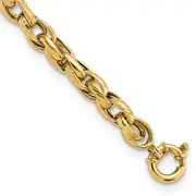 7.5 Inch 14K Polished And Textured Link 7.5In Bracelet