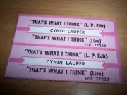 2 Cyndi Lauper That's What I Think / That's What I Think Jukebox Title Strips