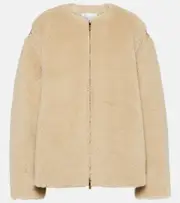[Max Mara] Max Mara Panno alpaca, wool and silk teddy jacket UK 16 neutrals