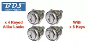 4 x Keyed Alike Replacement Lock Cylinder For Flush Lockable Folding T Handle