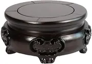 Vase Fish Tank Teapot Round Bonsai Pedestal Ebony Carving Display Stands Base(Large)